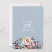 Invitation Aquarelle Floral Dusty Blue Rose Fête des mariées (Dos)