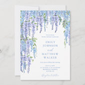 Invitation Aquarelle Floral Dusty Mariage bleu (Devant)
