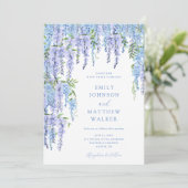 Invitation Aquarelle Floral Dusty Mariage bleu (Debout devant)
