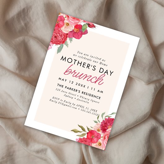 Invitation Aquarelle Floral Élégant brunch de la mère