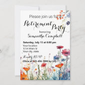 Invitation Aquarelle Floral Élégant Parti de retraite (Devant)