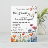 Invitation Aquarelle Floral Élégant Parti de retraite (Debout devant)
