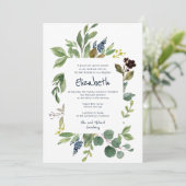 Invitation Aquarelle Floral et Bat mitzvah de feuillage (Debout devant)