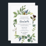 Invitation Aquarelle Floral et Bat mitzvah de feuillage<br><div class="desc">Composé d'un script ludique et de la typographie serif; Le tout sur un arrière-plan d'arrière - plan blanc et aquarelle cadre feuillage. Il est conçu par Select Party Supplies,  exclusif pour Zazzle. Disponible ici : http://www.zazzle.com/selectpartysupplies</div>