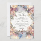 Invitation Aquarelle Floral et Vacances Mariage (Devant)