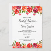 Invitation Aquarelle Floral Fête des mariées rouge orange (Devant)