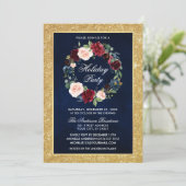 Invitation Aquarelle Floral Fête Gold Parties scintillant (Debout devant)