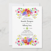 Invitation Aquarelle Floral Fiesta Couples Douche (Devant)