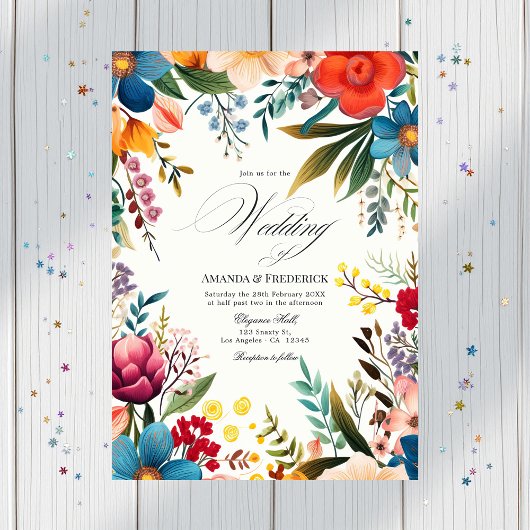 Invitation Aquarelle Floral Fiesta Mariage Modèle photo