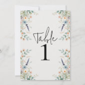 Invitation Aquarelle Floral Fleur sauvage Numéro de la table (Dos)