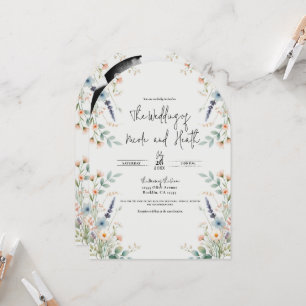 Invitation Aquarelle Floral Fleurs Sauvages Mariage de Printe