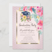 Invitation Aquarelle Floral Grad Casquette Dots Grad Grad Gra (Devant)