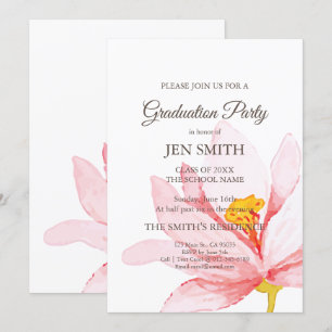 Invitation Aquarelle Floral Graduation Party Invitation.