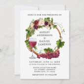 Invitation Aquarelle Floral Graphe Vins Wreath Photo Mariage (Devant)
