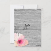 Invitation Aquarelle Floral Gris rose Baby shower rustique (Dos)