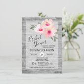 Invitation Aquarelle Floral Gris rose Fête des mariées rustiq (Debout devant)