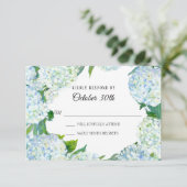 Invitation Aquarelle Floral Hydrangea Bleu Blanc Bois Rustiqu (Debout devant)