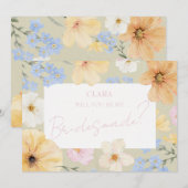 Invitation Aquarelle Floral Illustration Mariage Bridesmade (Devant / Derrière)