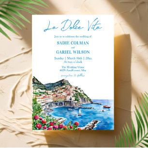 Invitation Aquarelle Floral italien Mariage de la côte amalfi
