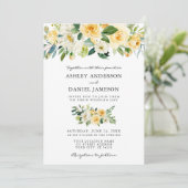 Invitation Aquarelle Floral Jaune Mariage de verdure (Debout devant)