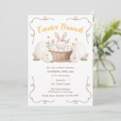 Invitation Aquarelle Floral Joli Bunny Pâques Brunch (Debout devant)