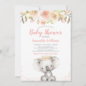 Invitation Aquarelle Floral Koala Girl Baby shower (Devant)