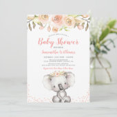 Invitation Aquarelle Floral Koala Girl Baby shower (Debout devant)