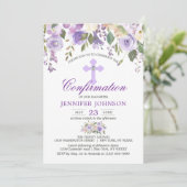 Invitation Aquarelle Floral Lavande Purple Confirmation (Debout devant)