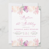 Invitation Aquarelle Floral Lilac Baptême & 1er Anniversaire (Devant)