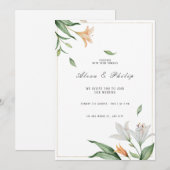 Invitation Aquarelle Floral Lily Mariage (Devant / Derrière)