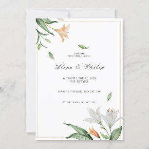 Invitation Aquarelle Floral Lily Mariage