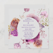 Invitation Aquarelle Floral Majesté Mariage (Devant / Derrière)