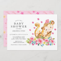 Aquarelle Floral Maman Baby Monkey Baby Girl Douch