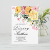 Invitation Aquarelle Floral Mariage (Debout devant)