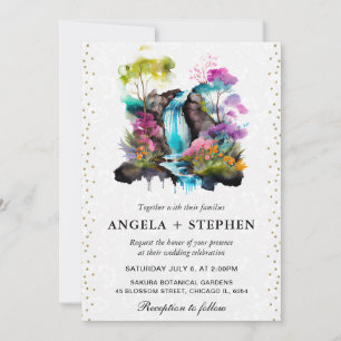 Invitation Aquarelle Floral Mariage de la cascade de printemp