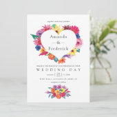 Invitation Aquarelle Floral Mariage Fiesta (Debout devant)