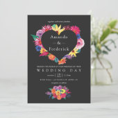 Invitation Aquarelle Floral Mariage Fiesta (Debout devant)