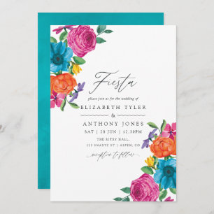 Invitation Aquarelle Floral Mariage Fiesta