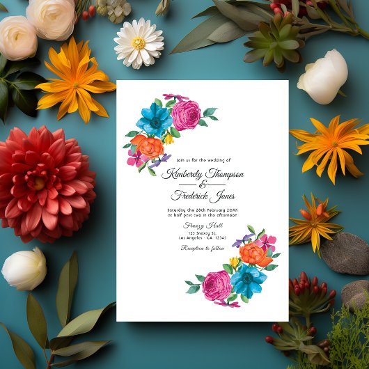 Invitation Aquarelle Floral Mariage Fiesta