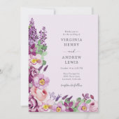 Invitation Aquarelle Floral Mariage Lavande (Devant)