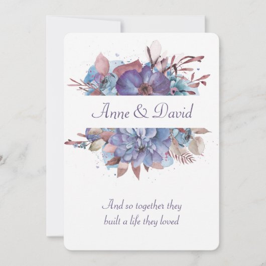 Invitation Aquarelle Floral Mariage Renouvellement Vow (Devant)