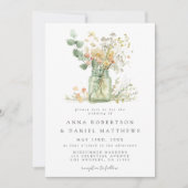 Invitation Aquarelle Floral Mason Jar Mariage (Devant)