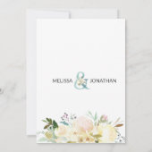 Invitation Aquarelle Floral Mint rose Mariage d'or ivoire (Dos)