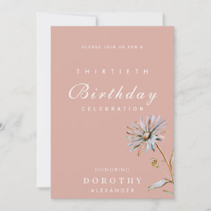 Invitation Aquarelle Floral Moderne Élégant Anniversaire Adul