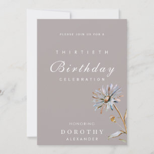 Invitation Aquarelle Floral Moderne Élégant Anniversaire Adul