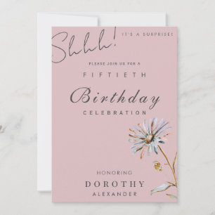Invitation Aquarelle Floral Moderne Élégant Anniversaire Surp