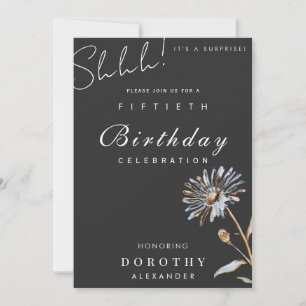 Invitation Aquarelle Floral Moderne Élégant Anniversaire Surp
