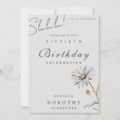 Invitation Aquarelle Floral Moderne Elégante Surprise Anniver (Devant)