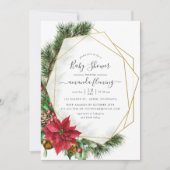 Invitation Aquarelle Floral Noël Baby shower géométrique (Devant)