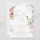 Invitation Aquarelle Floral Noël, fête élégant (Devant)